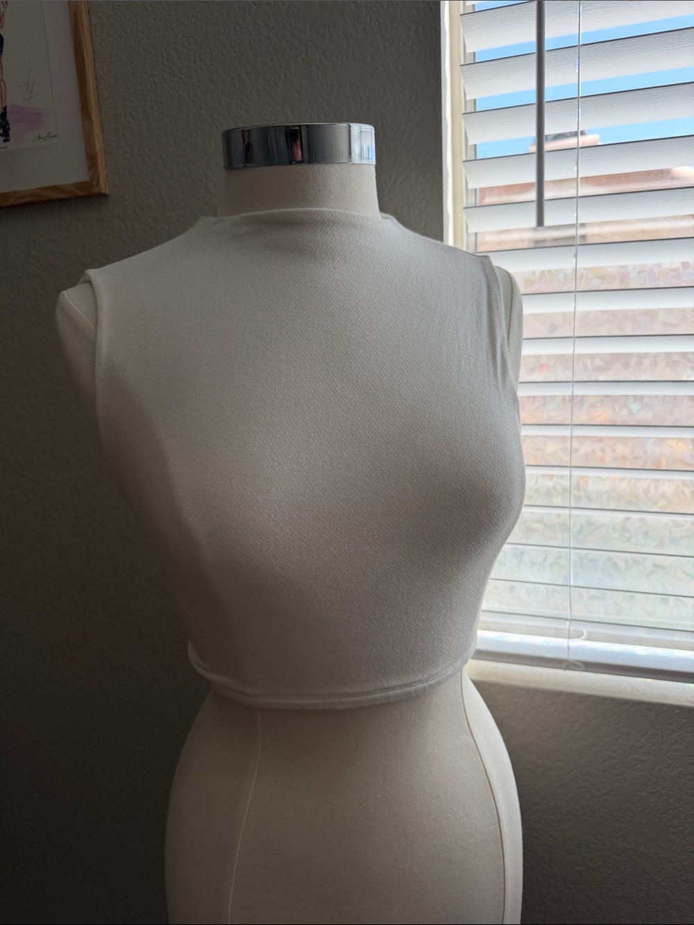 naked wardrobe White Sleeveless Backless Mock Neck Crop Top